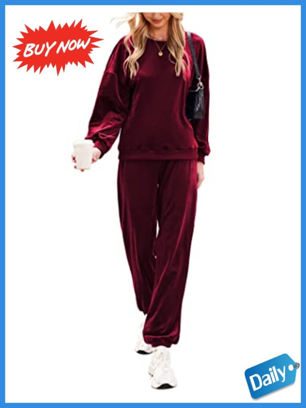 Women Velour Sweatsuit 2 Piece Tracksuit Set with Pockets